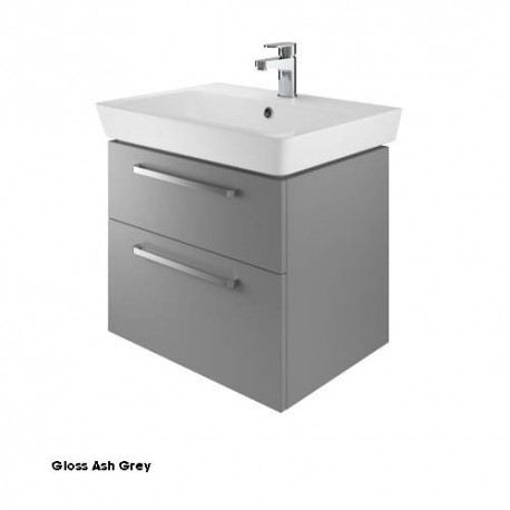 Project 60 Cm Two Drawer Vanity Gloss Ash Grey