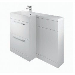 Project L Shaped WC and Sink unit Gloss White Left Hand