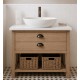 Set 4  Double Drawer Vanity with open Slatted shelf