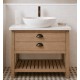 Set 4  Double Drawer Vanity with open Slatted shelf