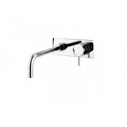Round Lever Wall Basin Mixer with Plate without waste